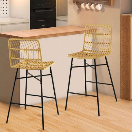 Rattan-Barhocker, 2er-Set, 68,5 cm Sitzhöhe, Gelb
