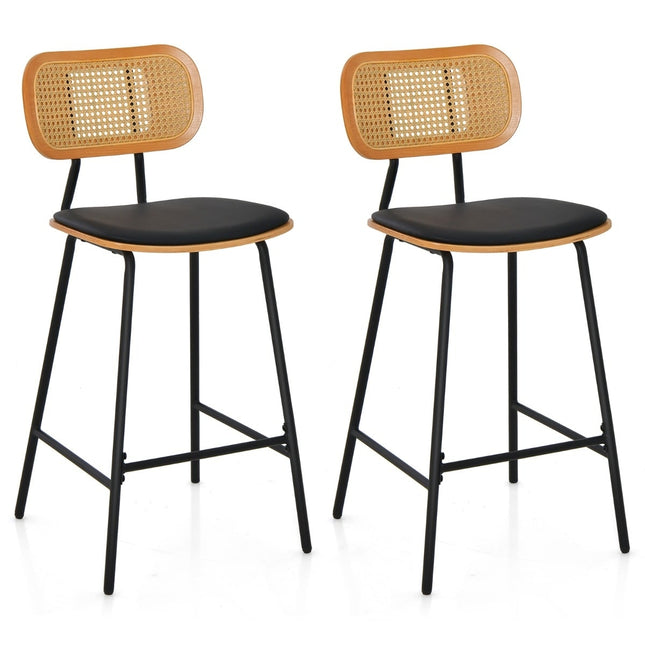 Rattan Barhocker 2er-Set, 65,5 cm Sitzhöhe
