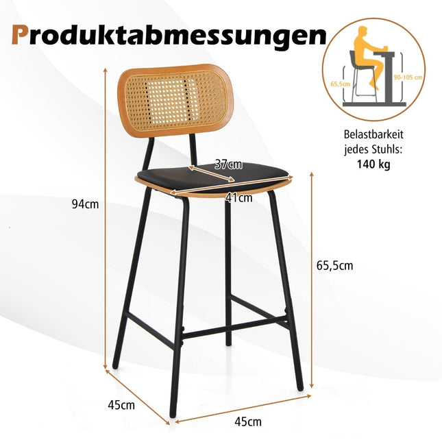 Rattan Barhocker 2er-Set, 65,5 cm Sitzhöhe