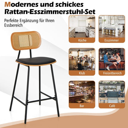 Rattan Barhocker 2er-Set, 65,5 cm Sitzhöhe