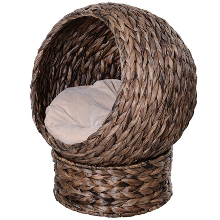 Rattan-Katzenkorb – Kuschelige Wasserhyazinthenhöhle, Dunkelbraun