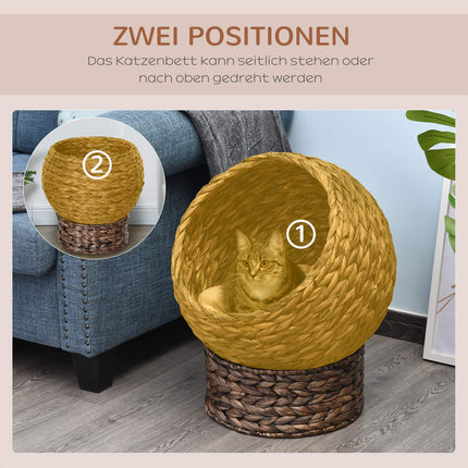 Rattan-Katzenkorb – Kuschelige Wasserhyazinthenhöhle, Dunkelbraun