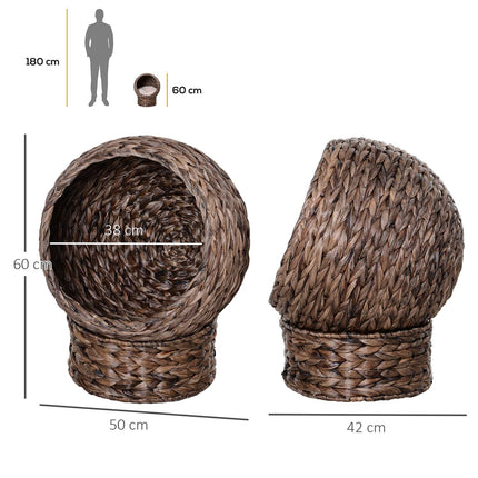 Rattan-Katzenkorb – Kuschelige Wasserhyazinthenhöhle, Dunkelbraun