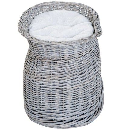 Rattan-Katzenbett mit Baldachin und Kissen, Wasserhyazinthe