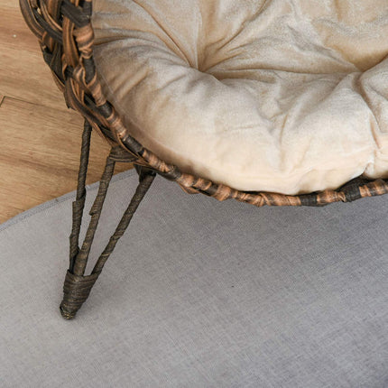 Rattan-Katzenbett, erhöhtes Design mit Kissen, braun, Ø52cm