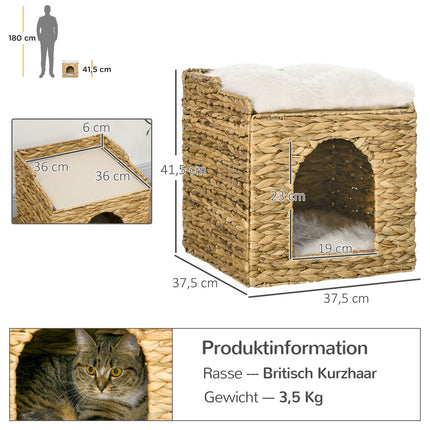 Rattenhöhle mit Kissen, 2 Ebenen für Katzen bis 5 kg