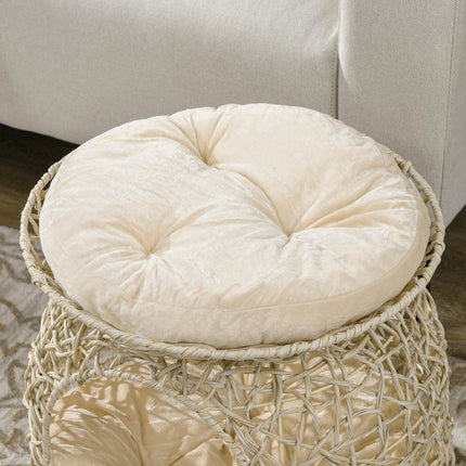 Rattan-Höhlenhaus mit Kissen, zweistöckiges Haus, beige
