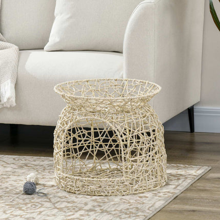 Rattan-Höhlenhaus mit Kissen, zweistöckiges Haus, beige