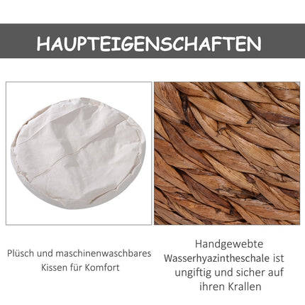 Rattan Katzenhöhle mit Kissen, Wasserhyazinthe, 50cm