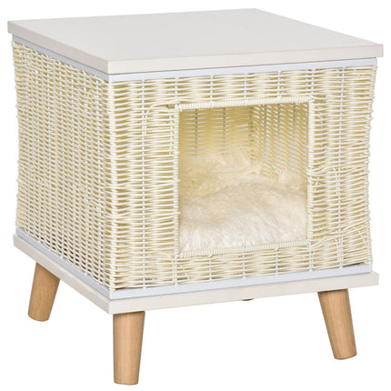 Rattan-Höhle mit Kissen – natur, beige, weiß