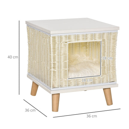 Rattan-Höhle mit Kissen – natur, beige, weiß