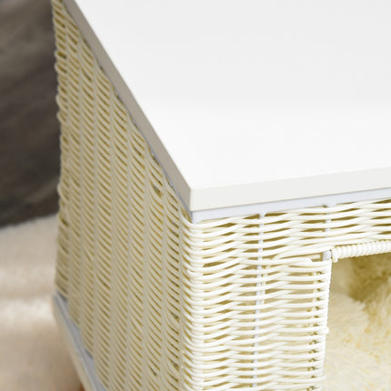 Rattan-Höhle mit Kissen – natur, beige, weiß