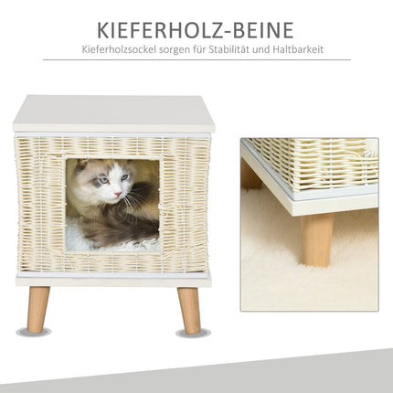 Rattan-Höhle mit Kissen – natur, beige, weiß
