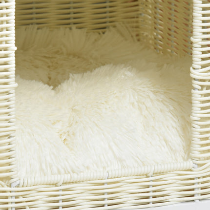 Rattan-Höhle mit Kissen – natur, beige, weiß