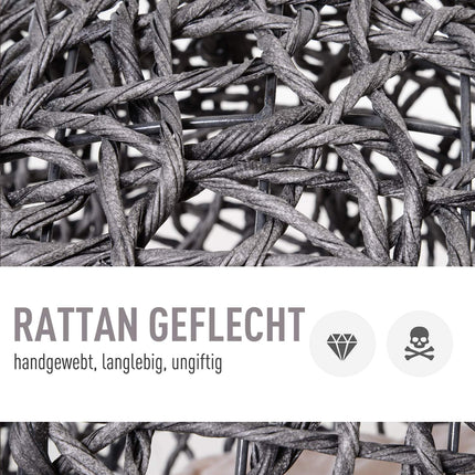 Niche élégante en rotin pour chat avec coussins, pieds surélevés, gris argenté, Ø52 x 58 cm