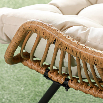 Rattan garden chair with cushion, 120 kg capacity, steel frame