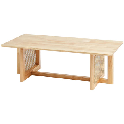 Rattan Coffee Table, Rubberwood Top, 47.2 x 23.6 in, 250 lb
