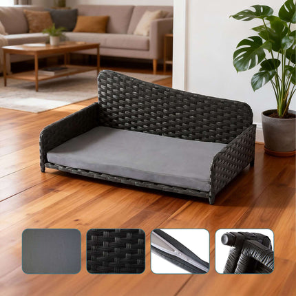Rattan-Hundebett mit Kissen – für drinnen und draußen