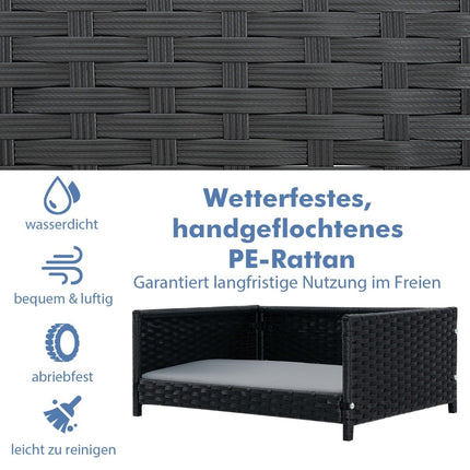 Rattan-Hundebett mit abnehmbarem, waschbarem Kissen