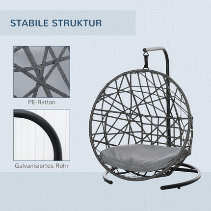 Rattan dog kennel & cat house, outdoor cushion, gray