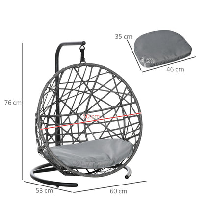 Rattan dog kennel & cat house, outdoor cushion, gray