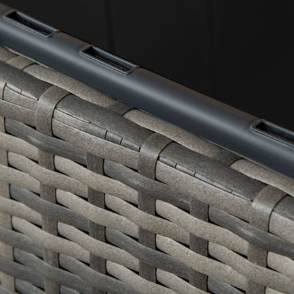 Flower box in gray rattan with stand and drainage hole