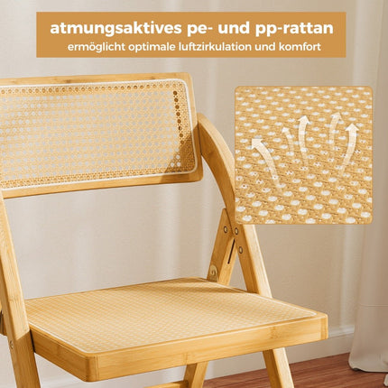 Rattan-Klappstühle, Bambusrahmen, 360°-drehbare Rückenlehne