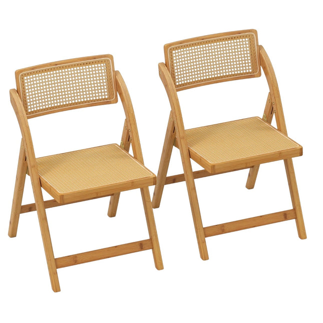 Rotan klapstoelen, bamboe frame, 360° draaibare rugleuning