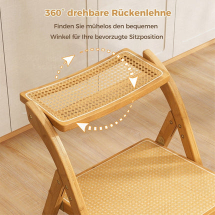 Rattan-Klappstühle, Bambusrahmen, 360°-drehbare Rückenlehne