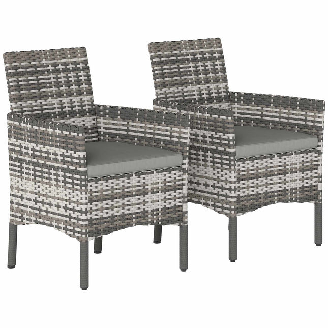 Rattan-Gartensessel-Set, Grau, gepolstert, wetterfest