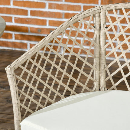 Rattan-Gartenmöbel – 3-teiliges Balkonset, Kissen Khaki