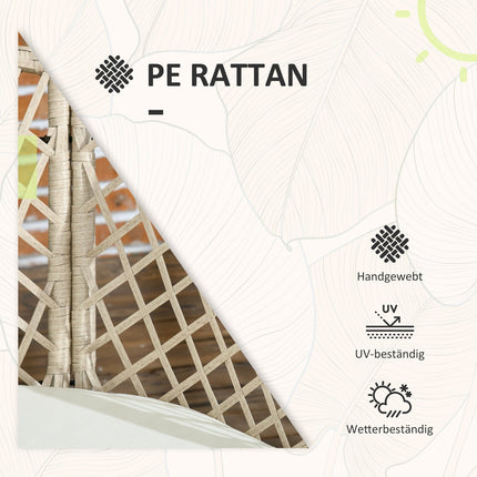 Rattan-Gartenmöbel – 3-teiliges Balkonset, Kissen Khaki