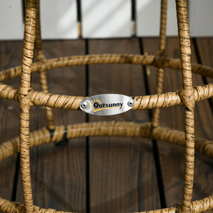 3-teilige Rattan-Garnitur mit Kissen, Sand/Dunkelgrau
