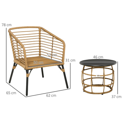 3-teilige Rattan-Garnitur mit Kissen, Sand/Dunkelgrau