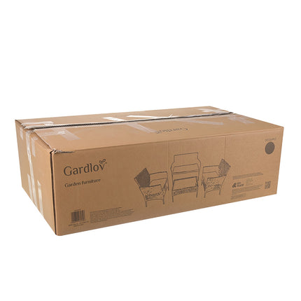 Gartenmöbel-Set aus Polyrattan, Dunkelgrau, Sofa, 2 Stühle, Tisch