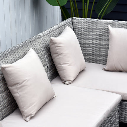 Gartenmöbel-Set aus grauem Rattan mit Fußhocker, 134x60x75cm
