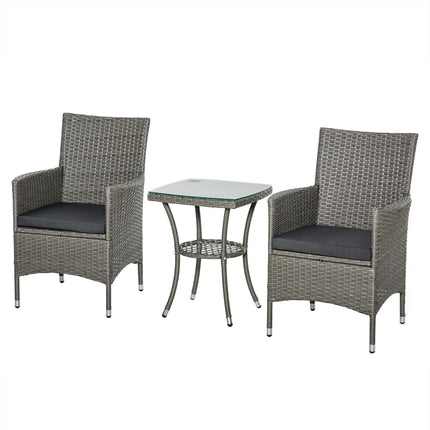 3-piece rattan garden bistro set with side table