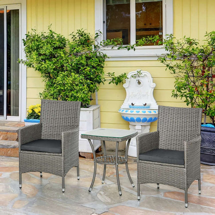 3-piece rattan garden bistro set with side table