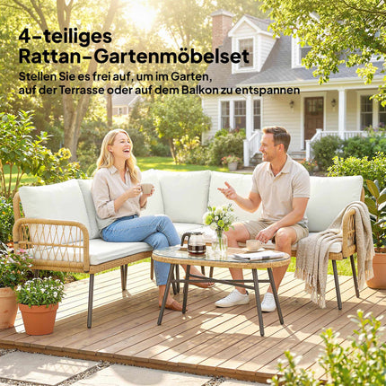 Gartenmöbel-Set aus Polyrattan mit Sofa und Tisch
