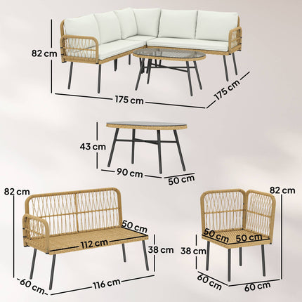 Gartenmöbel-Set aus Polyrattan mit Sofa und Tisch