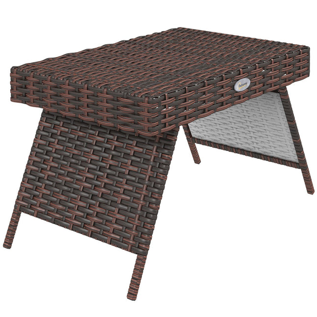 Wetterfester klappbarer Gartentisch aus Rattan, braun 60x41x41 cm