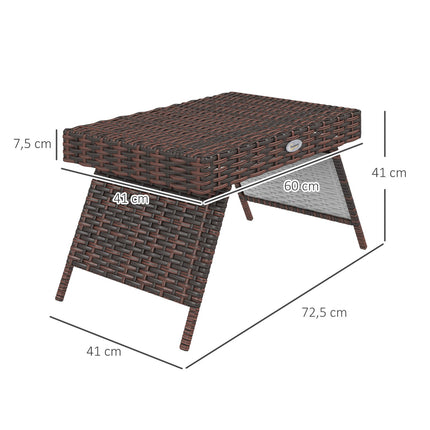 Wetterfester klappbarer Gartentisch aus Rattan, braun 60x41x41 cm