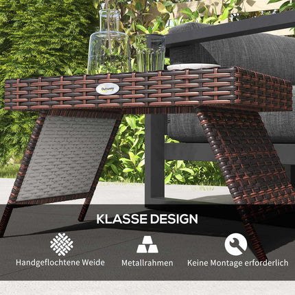 Wetterfester klappbarer Gartentisch aus Rattan, braun 60x41x41 cm