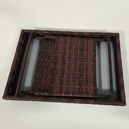 Wetterfester klappbarer Gartentisch aus Rattan, braun 60x41x41 cm