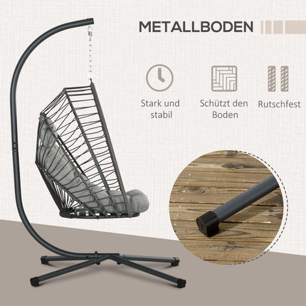 Rattan-Hängesessel mit Kissen – für drinnen/draußen