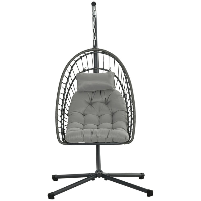 Rattan-Hängesessel mit Kissen – für drinnen/draußen