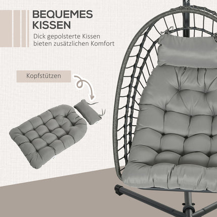 Rattan-Hängesessel mit Kissen – für drinnen/draußen