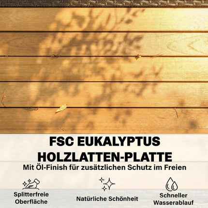 Küchenwagen aus Rattan mit Eukalyptusplatte und Rollen