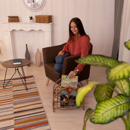 Zeitungsständer aus Rattan – 2 Fächer, natürlicher Charme