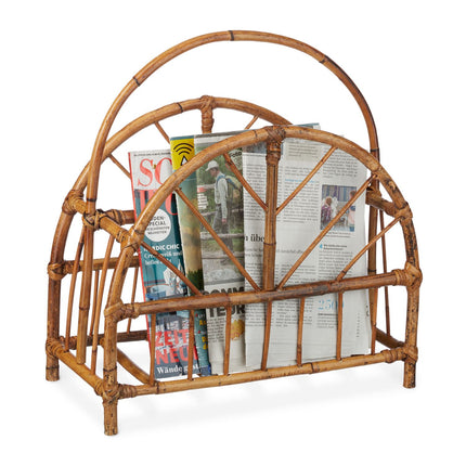 Zeitungsständer aus Rattan – 2 Fächer, natürlicher Charme